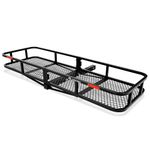 ARKSEN 60" x 24" x 6" Hitch Mount Angled Shank Cargo Carrier Luggage Basket Fit 2" Receiver 500LBS Capacity Camp Travel SUV Camping, Black