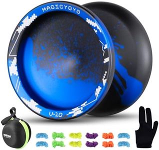 MAGICYOYO V10 Black Blue Unresponsive Yoyo Professional Yoyo with 12 Yoyo Strings, Yoyo Case, Yoyo Glove