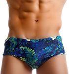 UXH New Men Swimwear Boxer Beach Shorts suilt Men's Boxer Surfing Swim Pants Stretch Swimming Trunks (610 Leaf, US XS/Asian Tag M Fit Waist 28-30in)