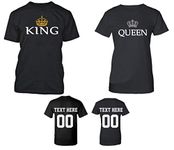 Crazydaisyworld King Queen Old Pattern Customized Text Name Design Couple T Shirt Size Men M Women S