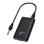 Geosta Bluetooth 5.3 Transmitter Receiver, 2 in 1 Bluetooth Aux Adapter, Portable Audio Adapter with Noise Reduction, USB Charging, 3.5mm Jack Adapter for Home Stereo, Headphones, Speakers, TV&PC