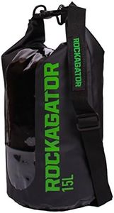 Rockagator Transparent Dry Bag Waterproof Roll Top Shoulder Sling Pack | Runabout Series - Water Proof Rucksack Day Pack Bag for Beach, Kayak, Fishing and Camping (Black, 20 Liter)