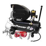 Sealey Direct Drive Air Compressor 24L 2hp with 4pc Air Accessory Kit - SAC2420APK