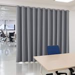 bluCOASTLINE Room Divider Curtain Grey Privacy Curtain Living Room Partition Curtain Bedroom Wall Divider Curtain Extra Wide Blackout Curtains Backdrop Curtain, 15ft Wide x 9ft Tall, 1 Panel