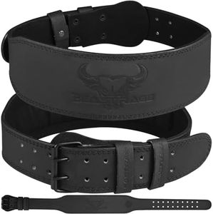 Weight Lifting Belt Leather Heavy Duty Gym Body Building Workout Training Weight Lifting Belt 10 Adjustable Holes 4” Padded Lumbar Back Support Exercise Powerlifting Fitness Squats Strength (L)