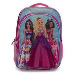 Barbie & Friends Cosplay Backpack, Girls Bookbag with Adjustable Shoulder Straps & Padded Back, 16” School Bag w/3D Skirt and Metallic Fabric Tiara., Pink, Large, Barbie 16" Backpack