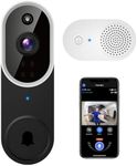 Guggre 1080P Smart Video Doorbell Camera Wireless, Chime Included, AI Human Detection, 2.4GHz WiFi, Night Vision, Cloud Storage, Indoor Outdoor Surveillance, Battery Powered, 2-Way Audio (White)