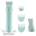 Bikini Trimmer Rechargeable Electric Razor Pubic Hair Trimmer for Women Electric Shaver for Legs Arms Pubic Body Hair Trimmer for Men and Women Hair Removal with Snap-In Ceramic Blades IP7X Washable Head,Wet and Dry Use