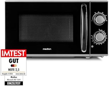 MEDION Mikrowelle, ca. 700 Watt Leistung, ca. 17 Liter Kapazität, 6 Stufen, Auftaufunktion, MD 15644, schwarz/silber