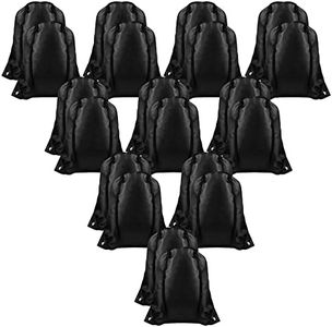 TUPARKA 22 Pack Drawstring Bags String Backpack Bulk Tote Sack Cinch Bag Sport Bags for Gym Traveling (Black)