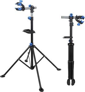 Portable Adjustable 42" to 75" Bike Repair Work Stand with Telescopic Arm Bonus Tool Tray for Home Bicycle Mechanic Quick Rele