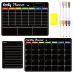 3 PCS Magnetic Fridge Planner Calendar Set, Magnetic Weekly Planner for Fridge, Monthly Planner & Meal Planner, Magnetic Meal Fridge Planner, with Extra-Thick Magnet, Fine Point Marker & Eraser (3)