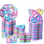 Magnetic Tiles Toys for 3 4 5 6 7 8+ Year Old Boys Girls Upgrade Macaron Castle Magnetic Blocks Building Set for Toddlers STEM Creativity/Educational Gifts for Kids Age 3-6 4-8 Christmas Birthday