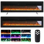 INMOZATA 127cm Electric Fire Recessed Wall Mounted Freestanding Electric Fireplace with Realistic LED Flame Effect, Adjustable Thermostat, Overheat Protection, 900W&1800W (127 cm/50 inch, Black)