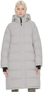 Orolay Women's Long Down Jacket Detachable Hooded Puffer Jacket Winter Warm Down Coat with Hem Slit Gray Small