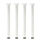 QLLY 28 inch Adjustable Tall Metal Desk Legs, Office Table Furniture Leg Set, Set of 4 (White)