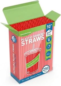 FAONIE 10 Inch Drinking Straws 250Pcs 10 Inch X 0.28 Inch (Red)