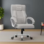 beAAtho® Oxford Leatherette Office Chair with 3 Years Warranty by beAAtho, Ergonomic Leather Orthopedic Executive Boss Chair with Spacious Cushioned Seat | Heavy Duty Metal Base | High Back (Grey)