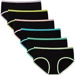 INNERSY Knickers for Teenage Girls Cotton Pants Teen Breathable Black Underwear Pack of 6 (S-UK 10 Girls, Colourful Black)