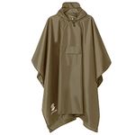 SaphiRose Multifunctional Mens Womens Rain Poncho Waterproof Outdoor Raincoat Jacket Adults (Brown)