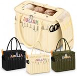 DYOART Personalized Monogram Crochet Knitting Bag, Canvas Yarn Storage Bag