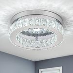 11.8" Crystal Chandeliers LED Ceiling Light Flush Mount Ceiling Light Fixtures Mini Chandelier Light for Kitchen Closet Hallway Bedroom Foyer Laundry Room