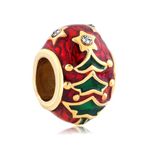 GMXLin Gold Plated Christmas Tree Charm Red Easter Egg Bead for Women Pandora Bracelets