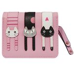 FXTXYMX Mini Wallets PU Leather Cat Coin Purse Card Holder for Teen Girls and Women (Pink)