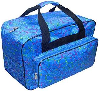 TLBTEK Blue Sewing Machine Carrying Case,Universal Canvas Carry Tote Bag,Portable Padded Storage Dust Cover with Pockets for Sewing Machine
