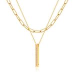 Mevecco Layered Heart Necklace Pendant Handmade 18k Gold Plated Dainty Gold Choker Arrow Bar Layering Long Necklace for Women