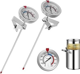 Efengcook Candy Thermometer(2 Pack) with 12" Probe & Pot Clip,Oil Thermometer for Fring, Deep Fry Turkey Thermometer - Classical Thermometer for Cooking for Tall pots,Beef,Lamb,Meat Cooking