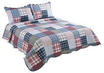 Plaid Printed Bedding 3 Piece/Bedspread Quilt Set