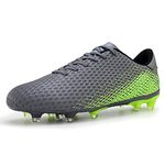 Hawkwell Men's Athletic Soccer Shoes Big Kids Youth Outdoor Training Firm Ground Soccer Cleats, Grey, 7