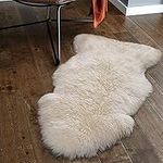 Wefiner Genuine New Zealand Sheepskin Rug Thick & Fluffy, Bedroom & Living Area, Seat Cover Throw for Seat Throw (2x3 ft, White)