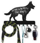 SirHoldeer German Shepherd Key and Dog Leash Holder for Wall, Unique Leash Hanger, Decorative Metal Hooks for Pet Leashes, Gift Idea for Dog Lovers