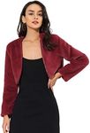 Allegra K Women's Evening Shrug Wedding Gown Fuzzy Formal Faux Fur Bolero Jacket Medium Wine Red