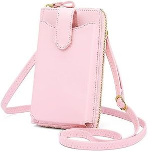 Peacocktion Small Crossbody Cell Phone Purse for Women, Shoulder Bag Wallet with Credit Card Slots （Pink）