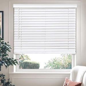 CHICOLOGY Faux Wood Blinds , Window Blinds , Wood Blinds , Window Shades , Window Treatments , Blinds & Shades , Window Shades For Home , Wooden Blinds , Basic White, 36"W X 72"H