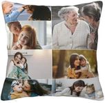 Personalised Cushion Cover with 7 Collage Pictures Print, Design Your Own Pillow Case Double Sided Print, Custom Your Photo Pillowcase with Any Word Text Home Decoration Gift for Birthday Christmas