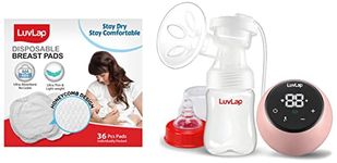 Luvlap Adore Electric Breast Pump & Ultra Thin Honeycomb Nursing Breast Pads, 36pcs, Disposable, High Absorbent, Discreet Fit