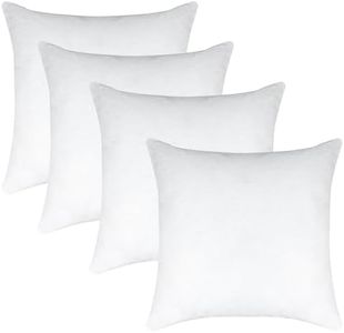Latchini White Cushion Inners, 18" x 18" (45cm x 45cm) Premium Hollow-fiber Fluffy Cushion Pads, Bounce Back Cushion Inserts for Sofa (4-Pack)