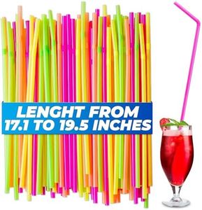 Plastic Straws Disposable - 200 Pcs Bendy Straws 19.5" Extra Long Straws Disposable Straws Drinking Plastic Drinking Straws Plastic Disposable Straws - Drinking Straws Bendable Straws Flexible Straws