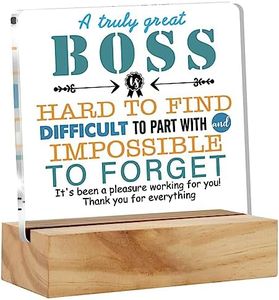 Appreciation Boss Gifts for Men Women, a Truly Great Boss Desk Decor Acrylic Desk Plaque Sign with Wood Stand Home Office Desk Sign Keepsake Present for Boss Day Leaving Retirement