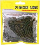 Black Soft Plastic Worm,50pcs Soft Fishing Lures Baits Set, 5cm Plastic Fishing Bait T Tail Grub Worm Baits Fish Tackle Accessory 9 Colors (Black)