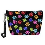 Showudesigns Womens Cosmetic Bag Colorful Paw Print Travel Toiletry Pouch Bag Lightweight Cosmetic Bags Kids Gifts Colorful Puppy Dog Footprint