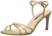 Stuart Weitzman Women's Starla 80 Sandal, Gold Noir, 10