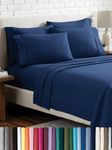 Queen Sheet Set - 6 Piece Set - Hotel Luxury Bed Sheets - Ultra Soft - Deep Pockets - Easy Fit - Cooling & Breathable Sheets - No Wrinkles - Cozy - Dark Blue - Queen Sheets - 6 PC