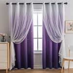 Anytime Dream Star Blackout Curtains for Kids Rooms Girl Princess Curtain for Daughter Bedroom Window (Dark Purple,1 Panel,W52 x L95inch)