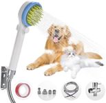 Coyfa Dog Shower Attachment with Metal Hose & Diverter Valve - 3-in-1 Pet Washing Shower Sprayer for Bathing, Grooming, Massage - Indoor & Outdoor Use (Blue)