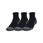Under Armour Performace Cotton Quarter Socks 3 Pack, (001) Black / Black / Pitch Gray, Medium